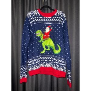 Ugly Christmas Sweater Xmas Size Large Dinosaur